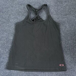 Y2K Oakley Tank Top Womens XL Black Scoop Neck Racerback Athletic Yoga Workout